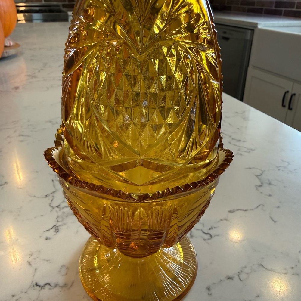 Amber Glass Pineapple fairy lamp Fenton
